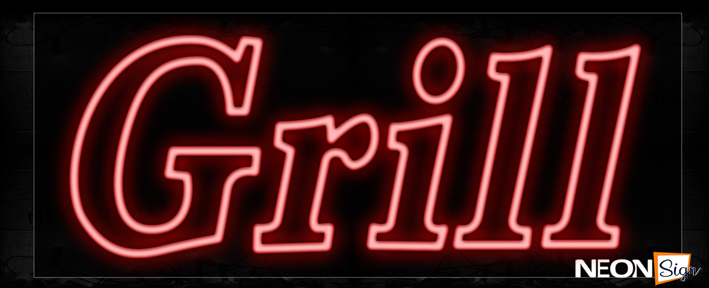 Image of 10246 Double Stroke Grill In Red Neon Signs_13x32 Black Backing