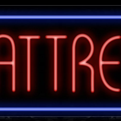 Image of 10260 Mattress in red with blue border Neon Sign_13x32 Black Backing