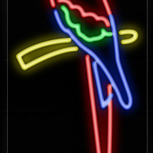 Image of 10315 Parrot With Yellow Stick Neon Sign_13x32 Black Backing