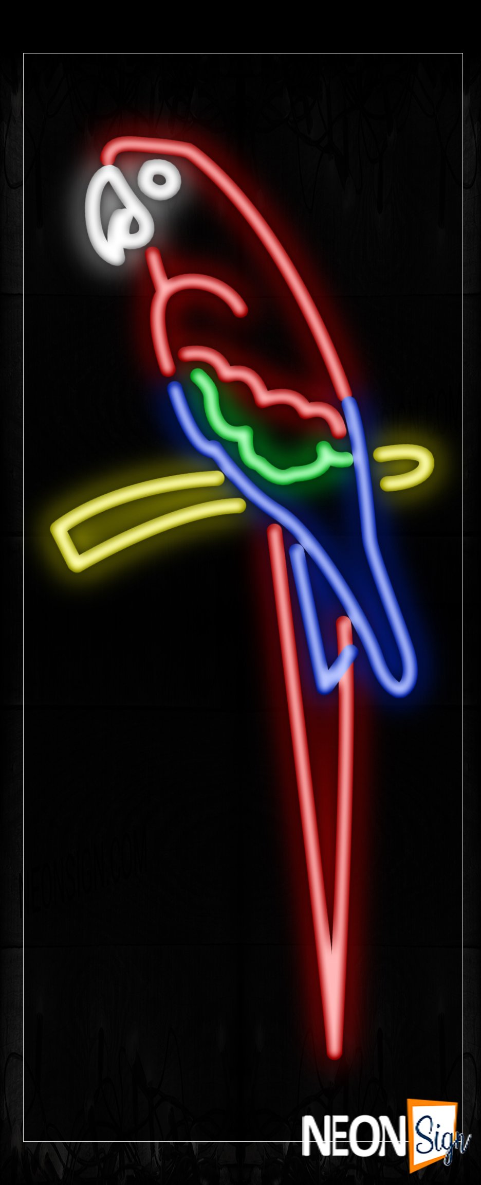 Image of 10315 Parrot With Yellow Stick Neon Sign_13x32 Black Backing
