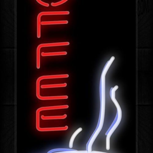 Image of 10413 Coffee in red with cup (Vertical) Neon Sign 13x32 Black Backing