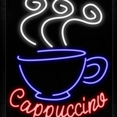Image of 10427 Cappuccino With Cup Logo Neon Signs_24x31 Black Backing