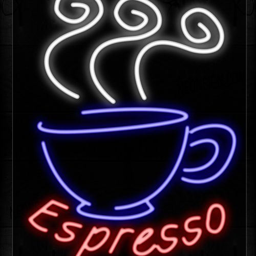Image of 10429 Espresso With Mug Image Vertical Neon Signs_24x31 Black Backing