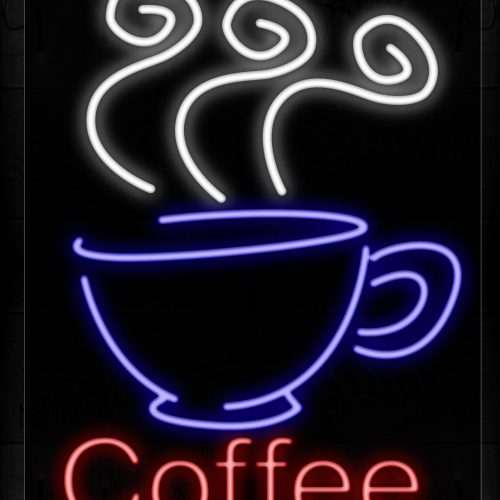 Image of 10430 Coffee With Cup Of Coffee Logo Neon Signs_24x31 Black Backing