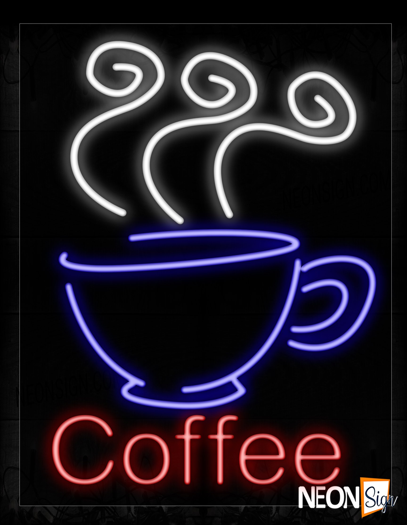 Image of 10430 Coffee With Cup Of Coffee Logo Neon Signs_24x31 Black Backing