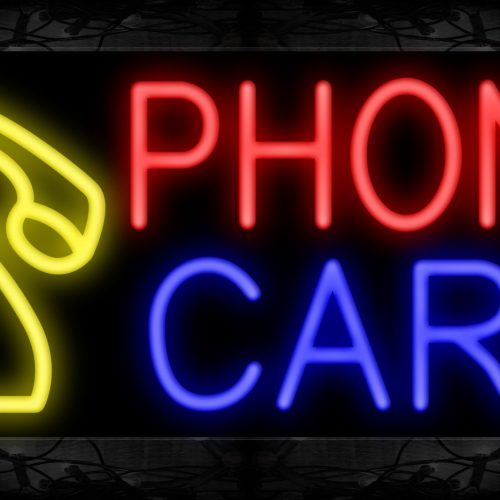 Image of 10491 Phone Card with telephone logo Neon Sign 13x32 Black Backing