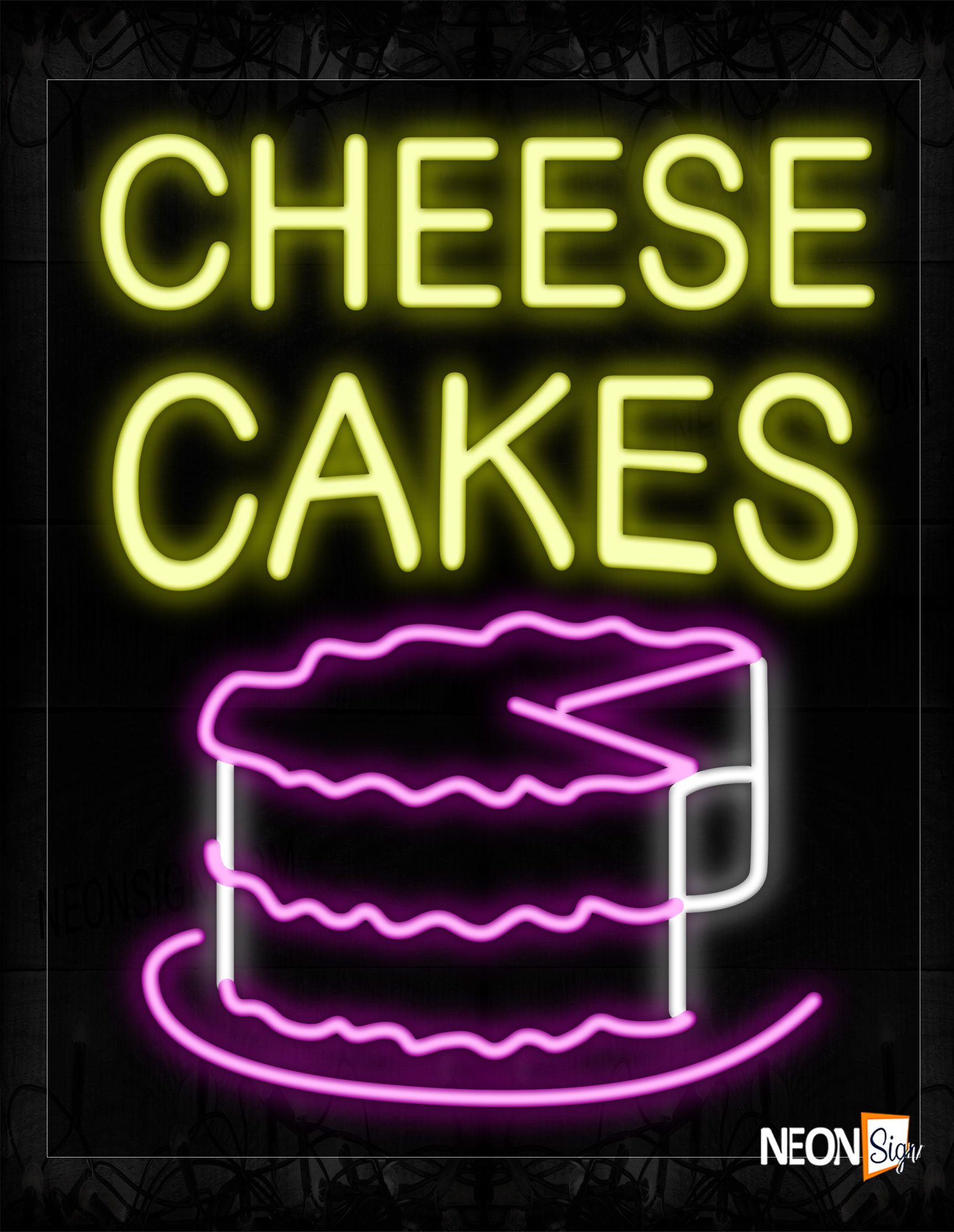 Image of 10498 Cheesecake With Cake Logo Neon Signs_20x37 Black Backing