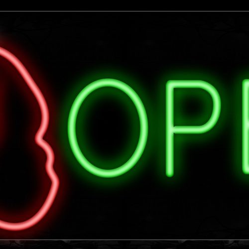 Image of 10600 Open with dog logo Neon Sign_13x32 Black Backing