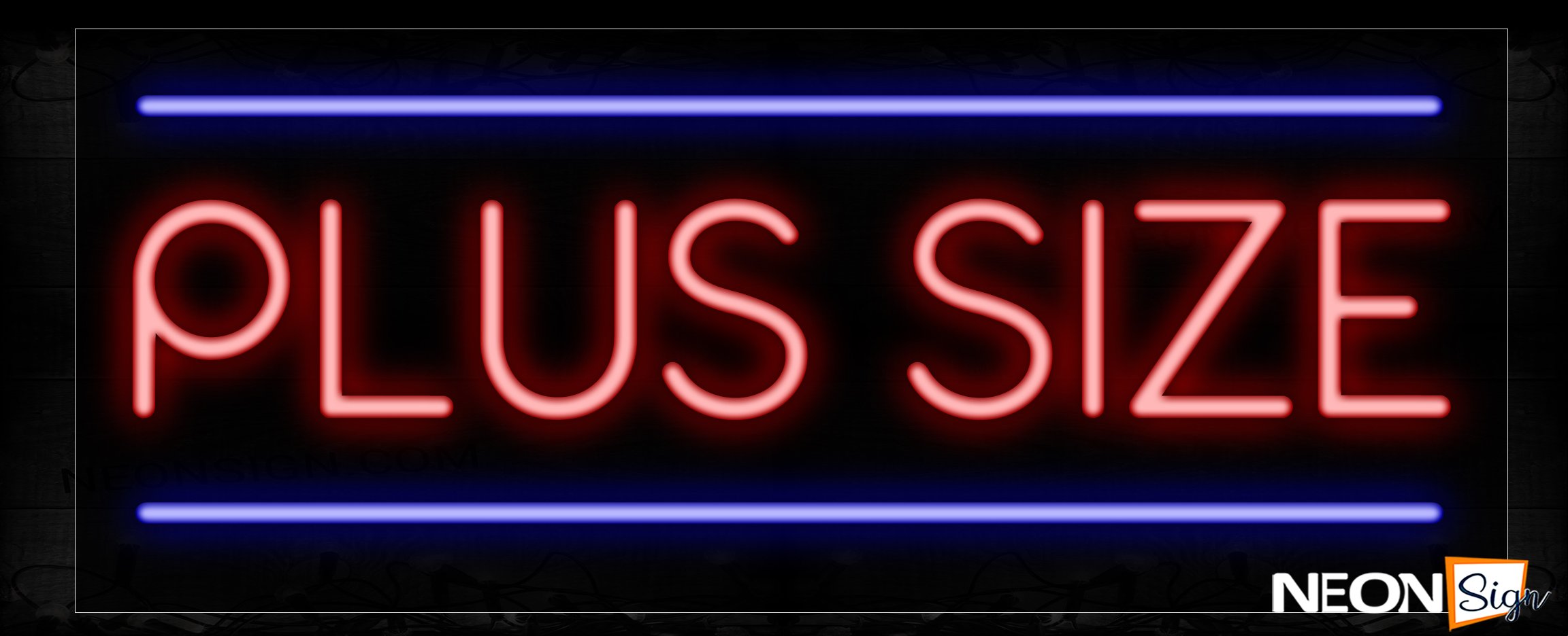 Image of 10611 Plus Size With Horizontal Line Neon Signs_13x32 Black Backing