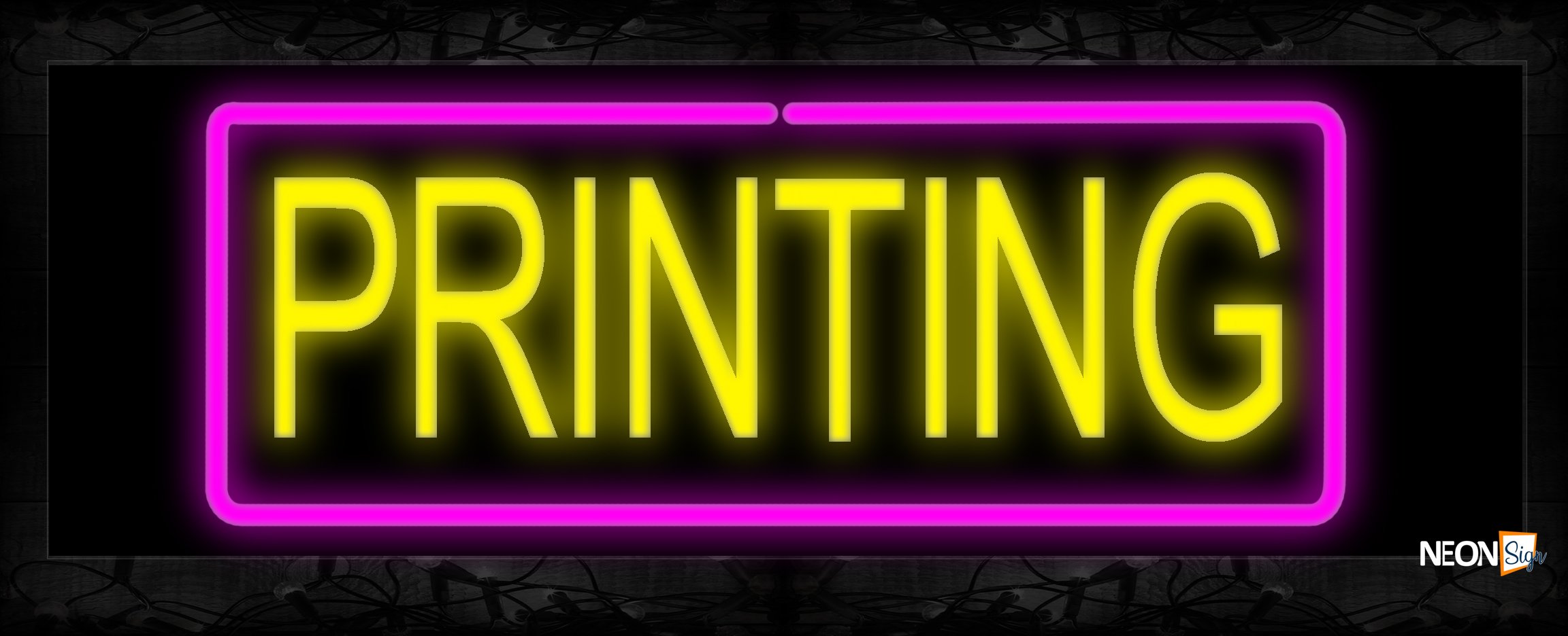 Image of 10612 Printing with border Neon Sign 13x32 Black Backing