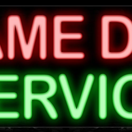 Image of 10625 Same Day Service Neon Sign_13x32 Black Backing