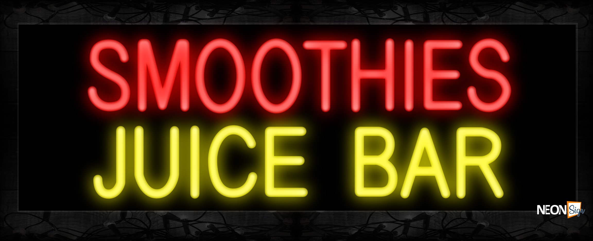 Image of 10627 Smoothies Juice Bar Neon Signs 13x32 Black Backing