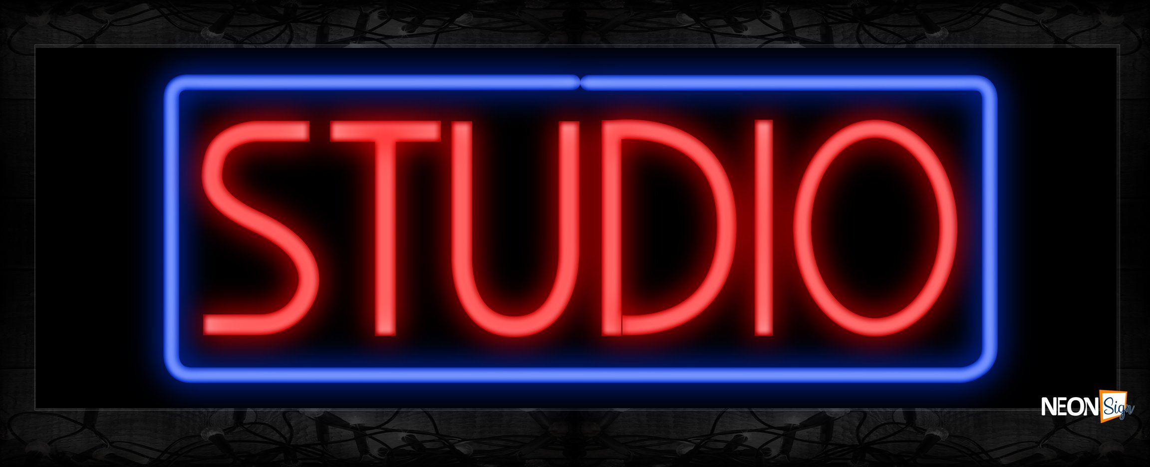 Image of 10630 Studio with border Neon Sign 13x32 Black Backing