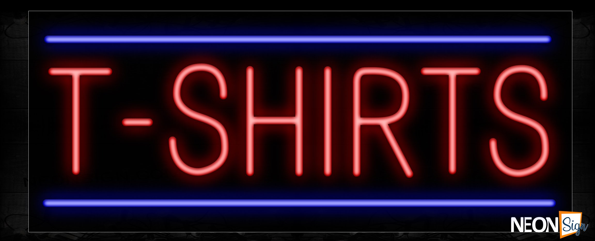 Image of 10633 T-Shirts wtih blue lines Neon Sign_13x32 Black Backing