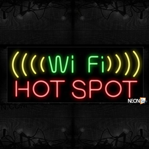Image of 10650 Wi-Fi Hot Spot with signal logo Neon Sign_13x32 Black Backing
