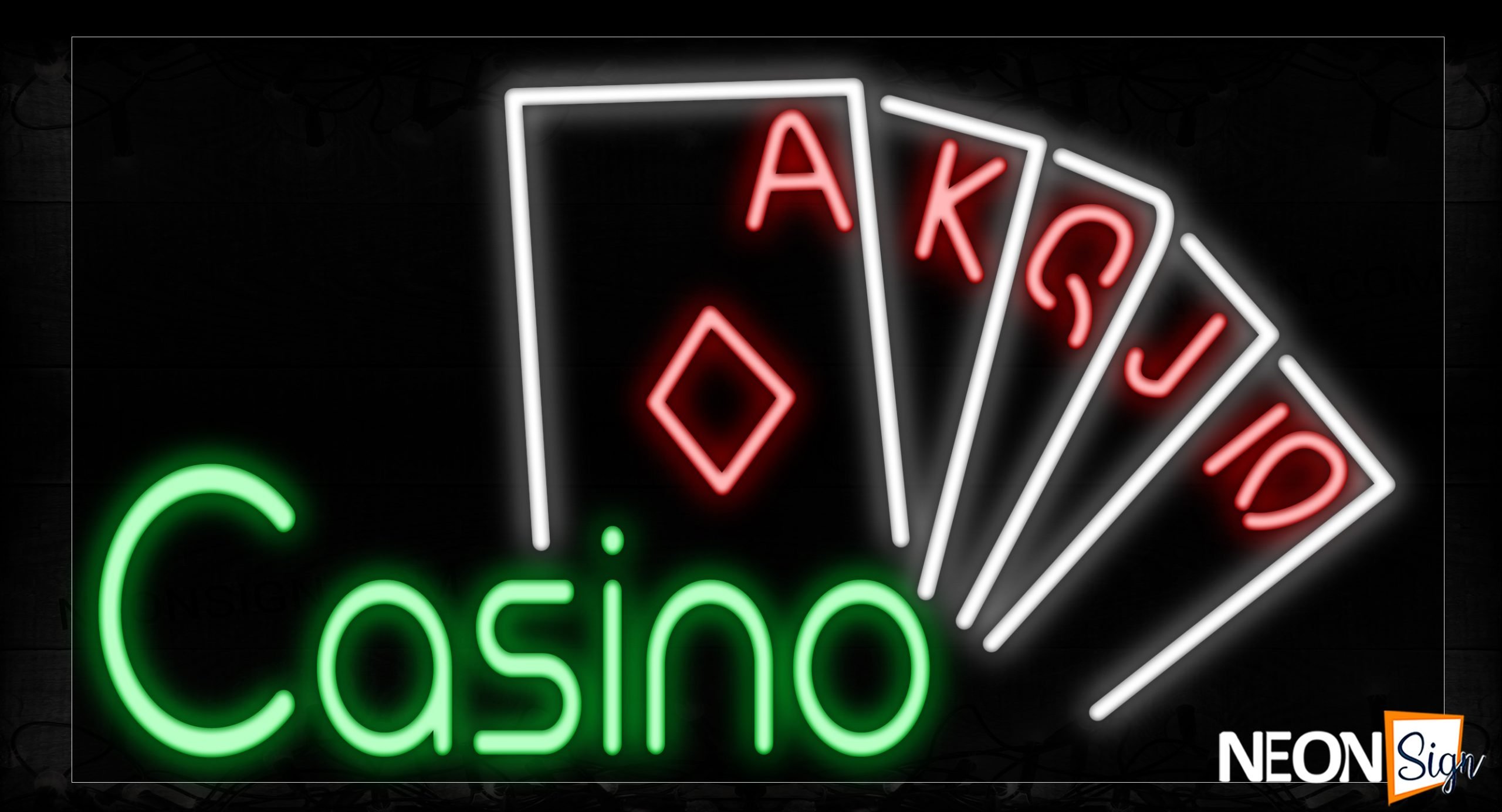 Image of 10673 Casino With Cards Neon Signs_20x37 Black Backing