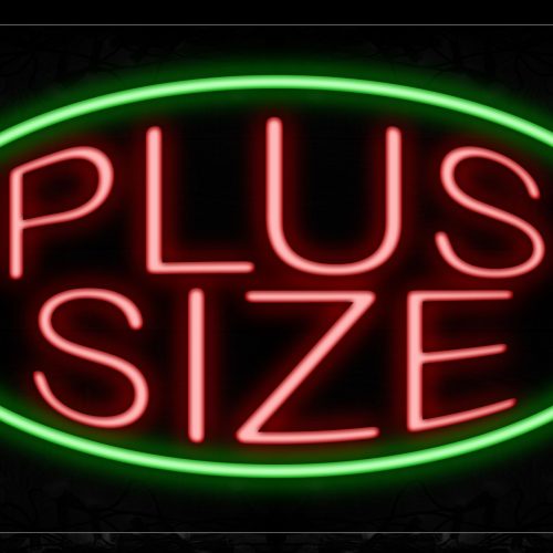 Image of 10694 Plus Size In Red With Green Oval Neon Signs_17x30 Black Backing
