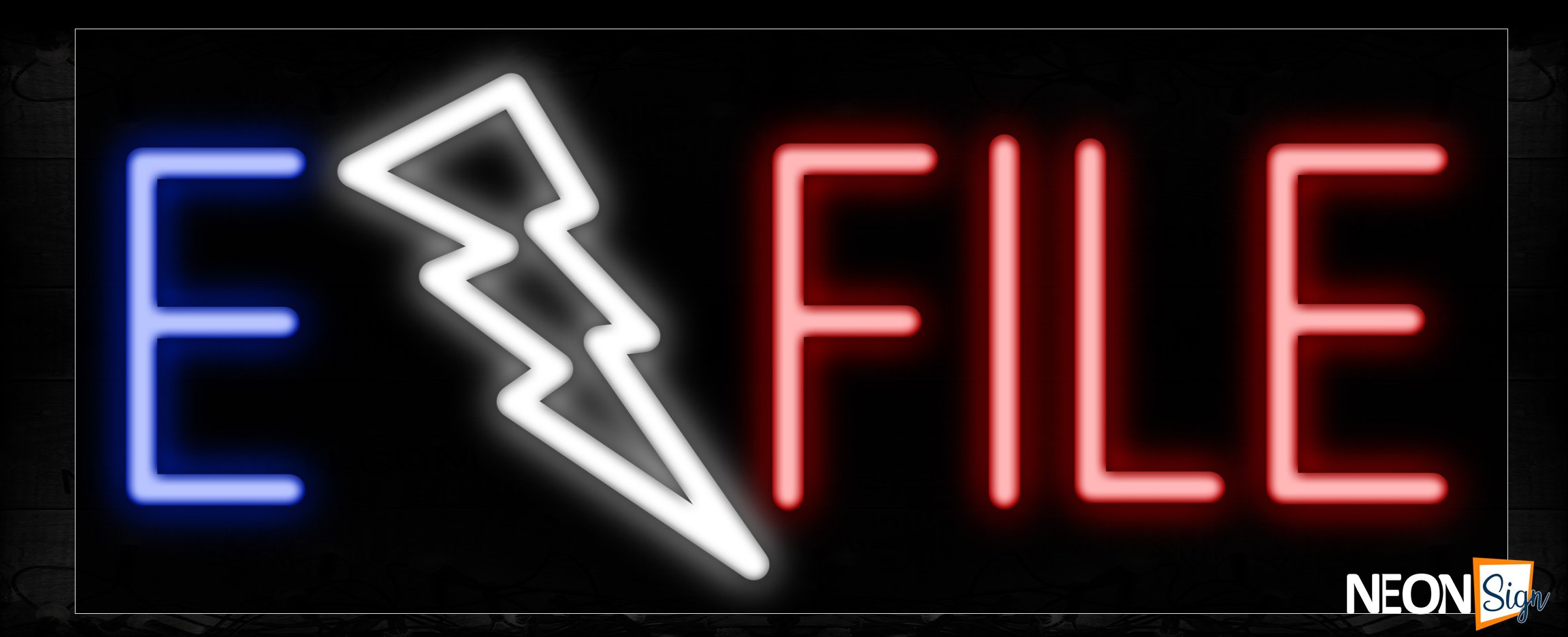 Image of 10717 E File With Electric Symbol And All Caps Traditional Neon_13x32 Black Backing