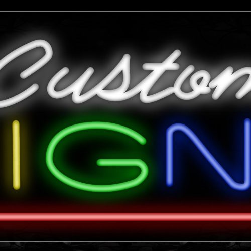 Image of 10719 Custom Signs with red border Neon Sign_13x32 Black Backing