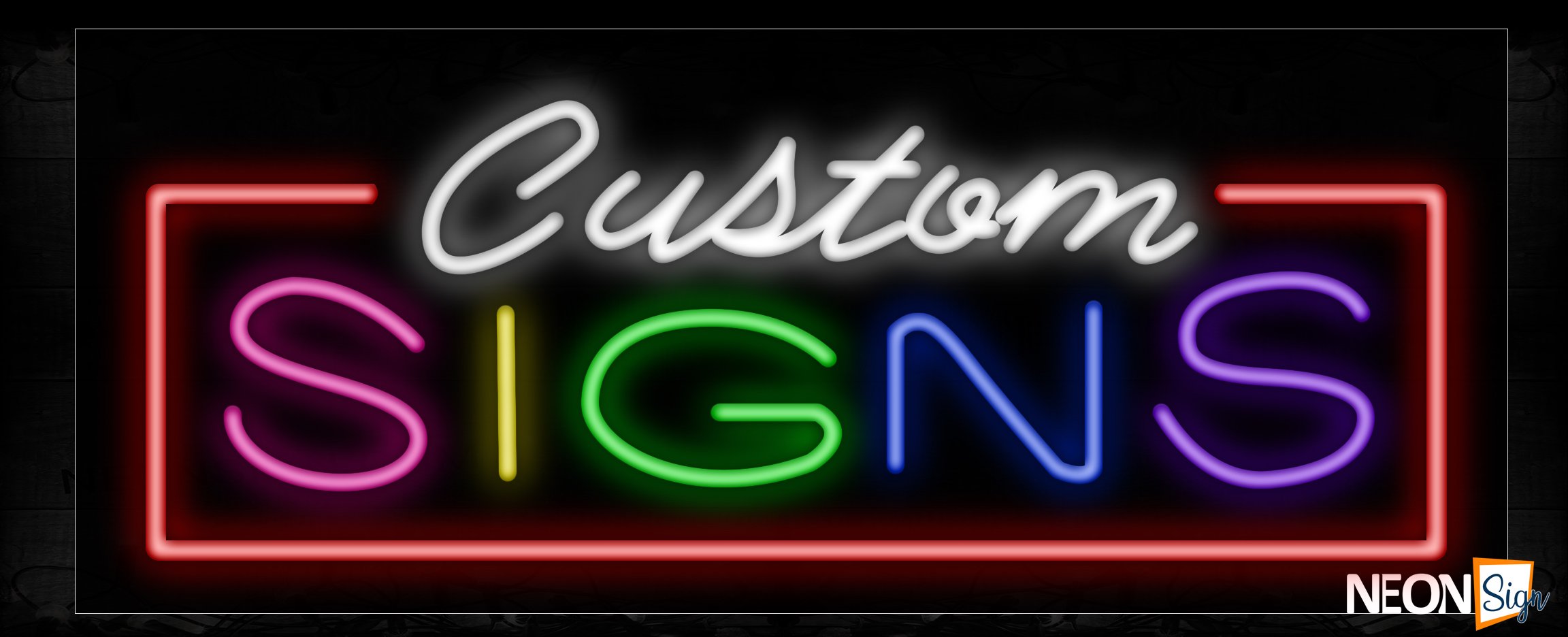 Image of 10719 Custom Signs with red border Neon Sign_13x32 Black Backing