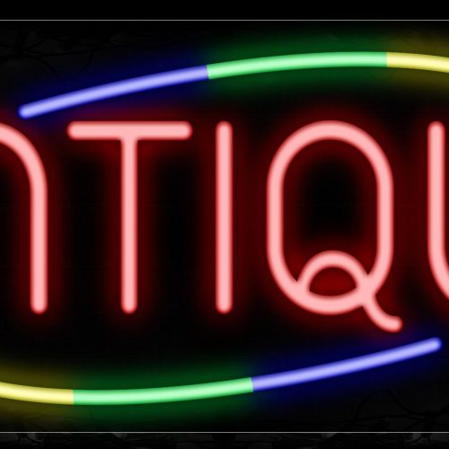 Image of 10727 Antique With Arc Border Neon Sign_20x37 Contoured Black Backing