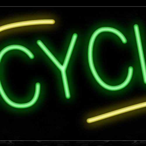 Image of 10742 Bicycle in green with yellow lines Neon Sign_13x32 Black Backing