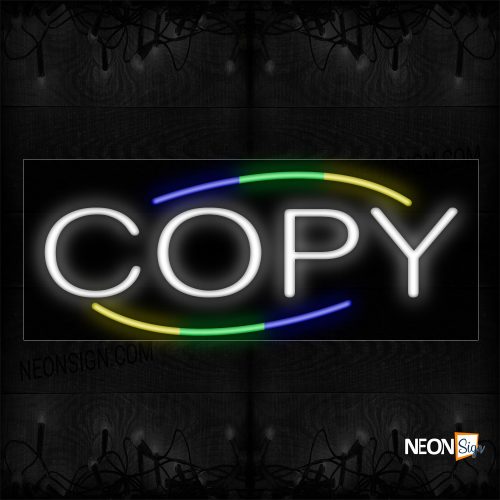 Image of 10774 Copy In White And Colorful Arc Border Neon Signs_13x32 Black Backing