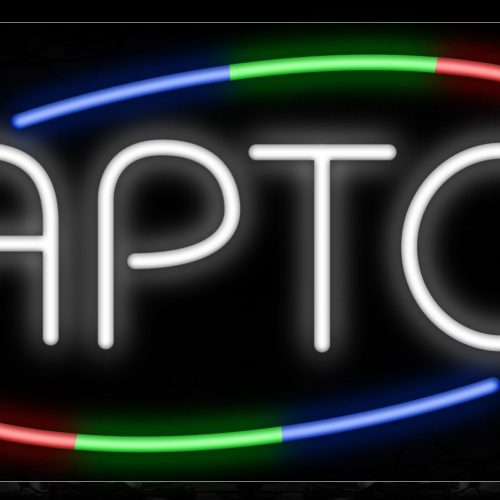 Image of 10823 Laptop with colorful arc border Neon Sign_13x32 Black Backing