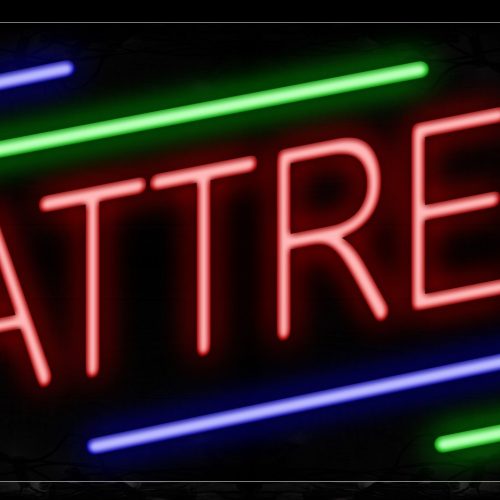 Image of 10833 Mattress With Green And Blue Lines Neon Signs_13x32 Black Backing