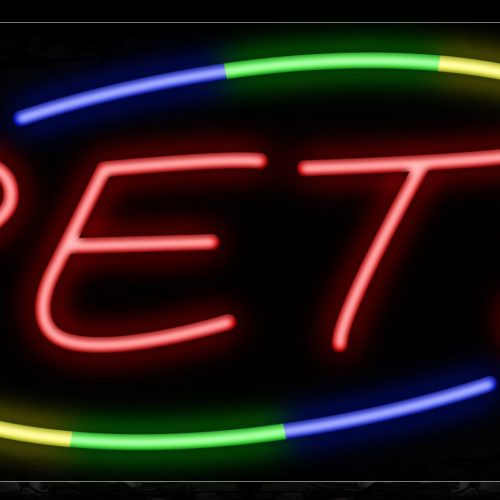 Image of 10866 Pets with colorful arc border Neon Sign_13x32 Black Backing