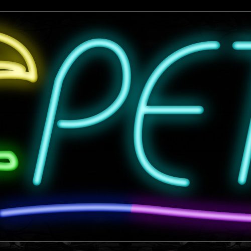 Image of 10867 Pets with parrot logo Neon Sign_13x32 Black Backing