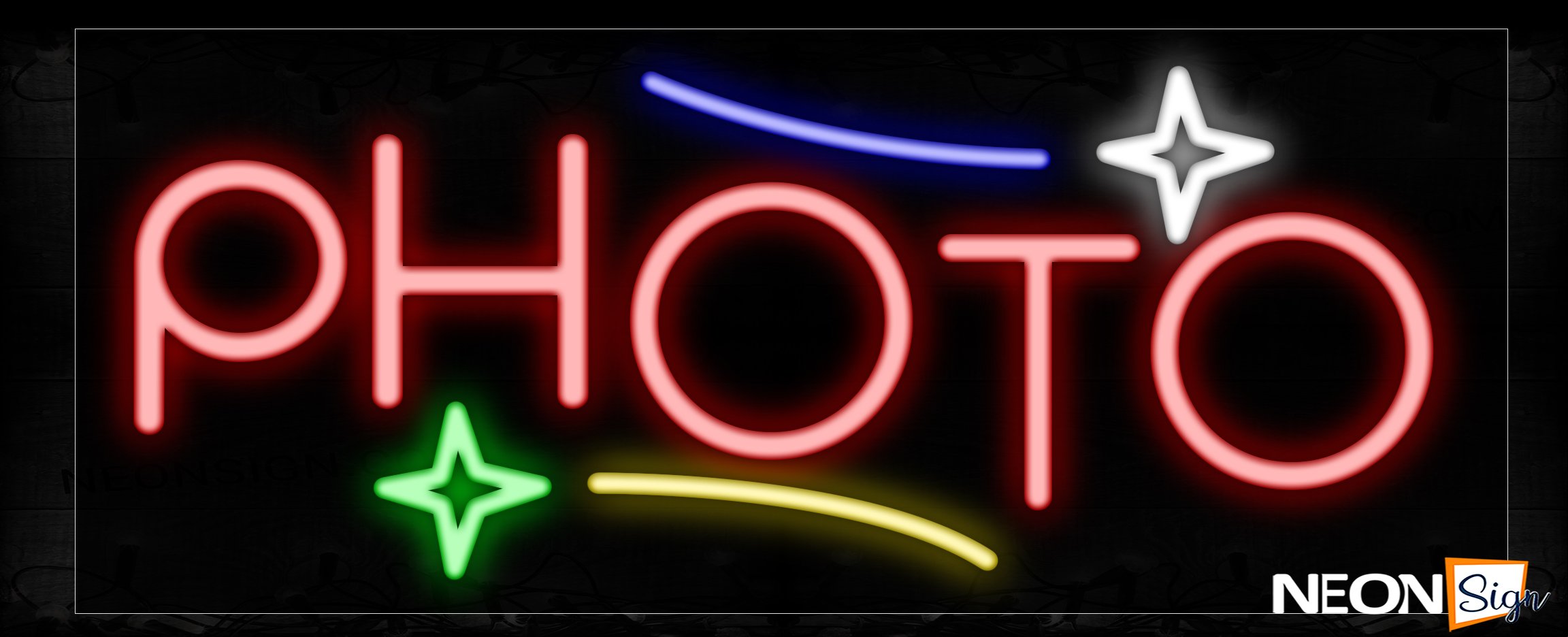 Image of 10870 Photo In Red And Logo Neon Signs_13x27 Black Backing