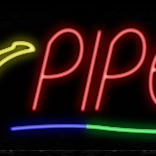 Image of 10876 Pipes With Lighted Pipe And Smoke Traditional Neon_13x32 Black Backing