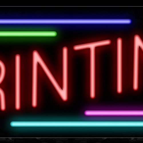 Image of 10880 Printing with colorful line Neon Sign_13x32 Black Backing