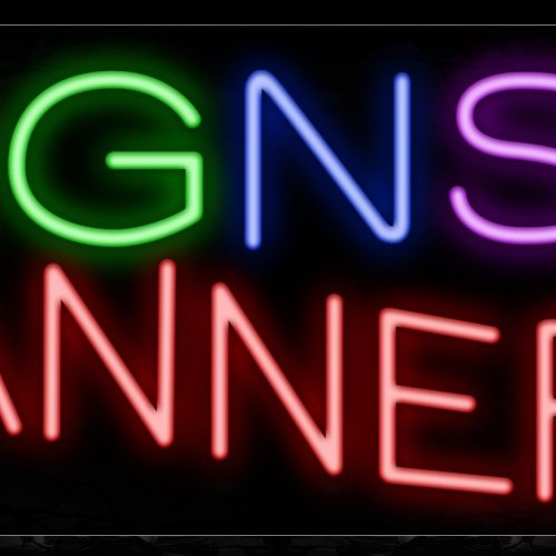 Image of 10898 signs & banner with border led bulb sign_13x32 Black Backing