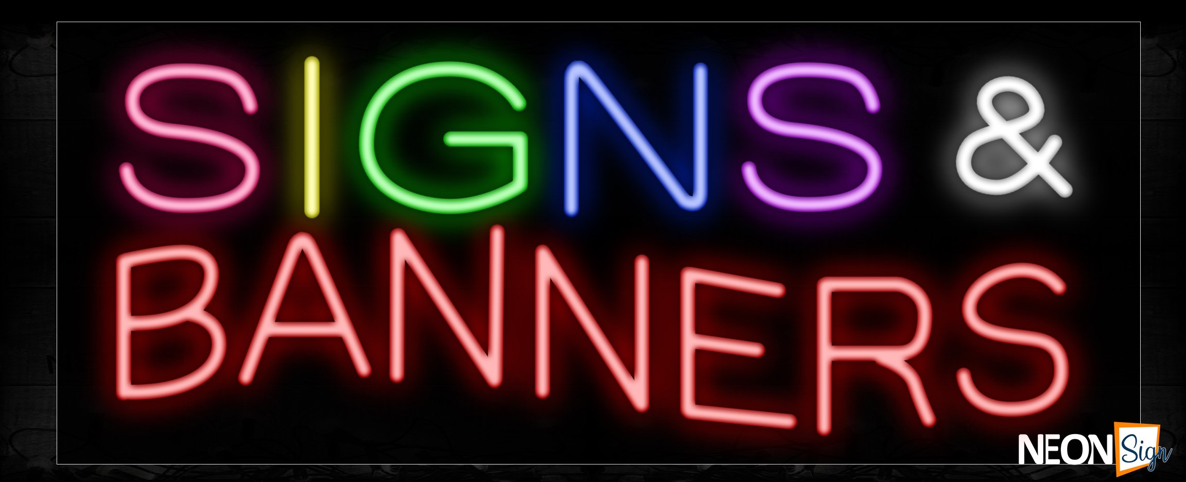 Image of 10898 signs & banner with border led bulb sign_13x32 Black Backing