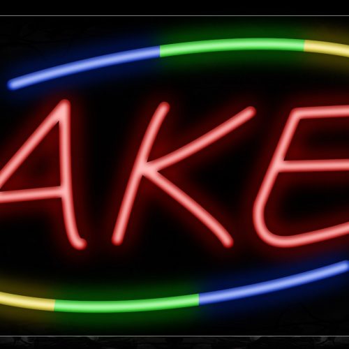 Image of 10937 Cakes with arc border Neon Sign_13x32 Black Backing