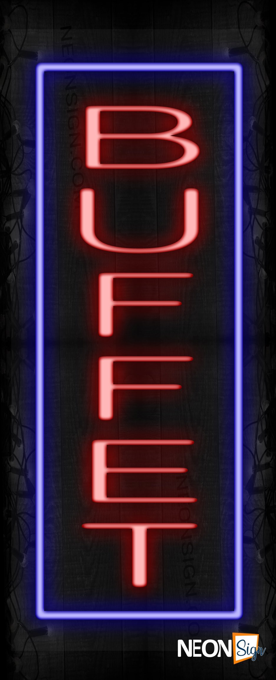 Image of 10972 Buffet with blue border LED Flex (Vertical sign)_13x32 Black Backing