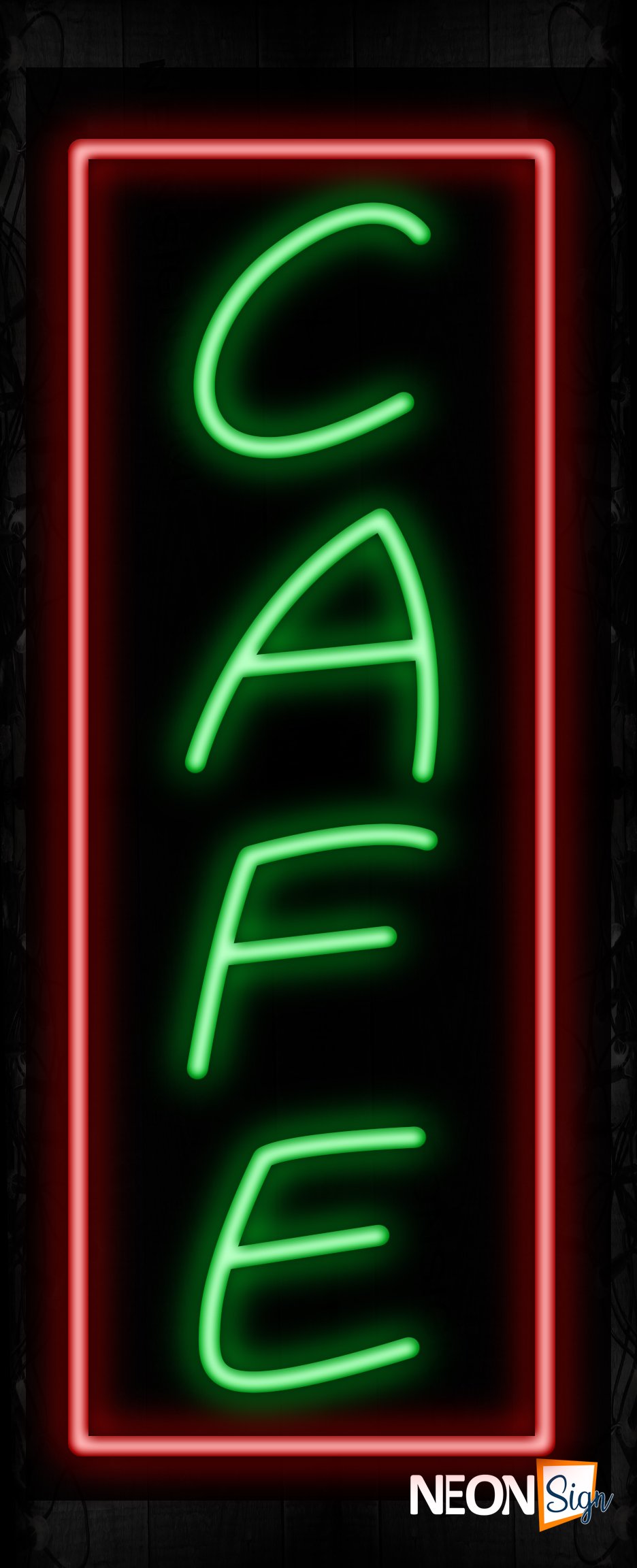Image of 10974 Cafe with border Neon Signs_32 x12 Black Backing