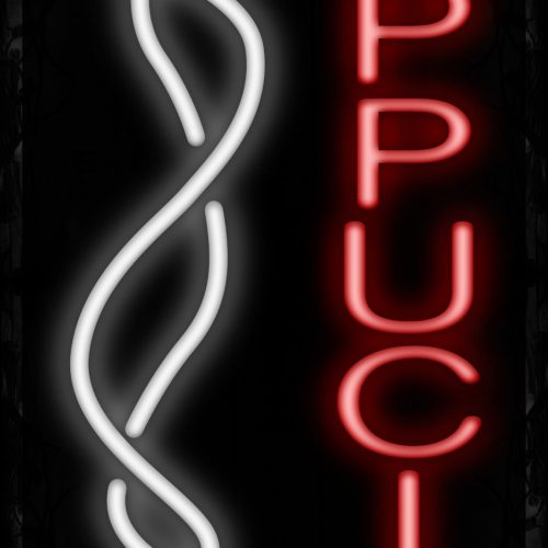 Image of 10976 Vertical Cappuccino Traditional Neon_32 x12 Black Backing