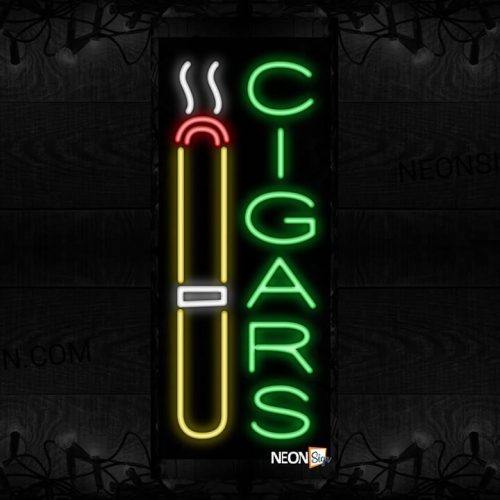 Image of 10978 Cigars with cigarette logo Neon Sign_32 x12 Black Backing