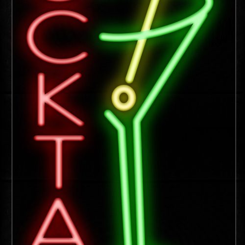 Image of 10980 Cocktails With Logo (Vertical) Neon Signs_13x32 Black Backing