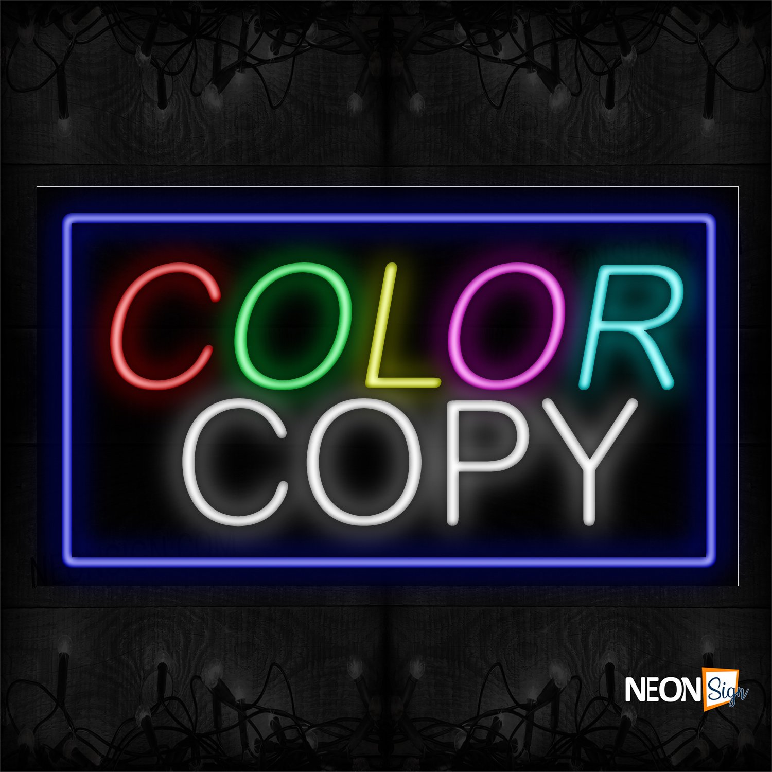 Image of 11064 Color Copy With Blue Border Neon Signs_20x37 Black Backing
