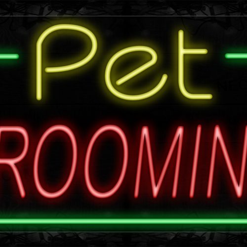 Image of 11069 Pet Grooming With Border Neon Sign_20x37 Black Backing