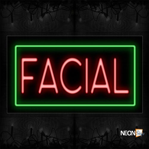 Image of 11073 Facial In Red With Green Border Neon Signs_20x37 Black Backing