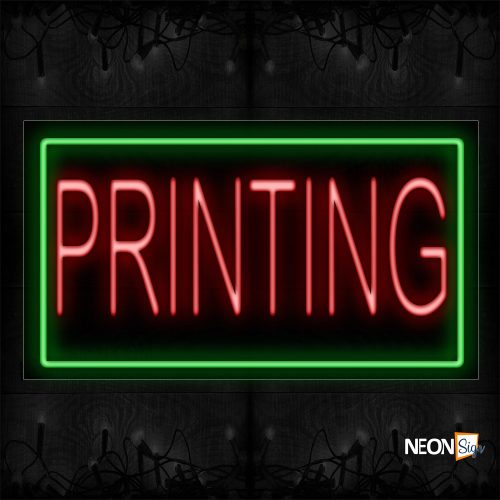 Image of 11110 Printing in red With green Border Neon Signs_20x37 Black Backing