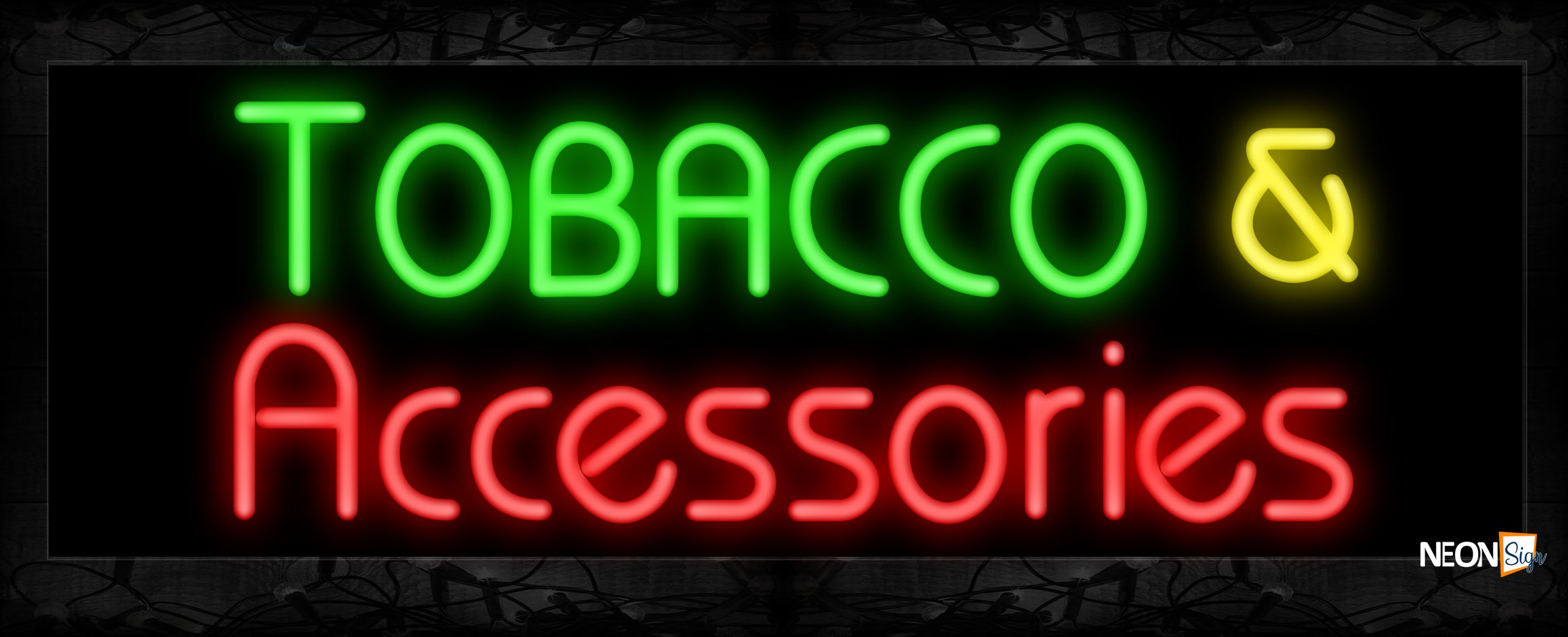 Image of 11227 Tobacco & Accessories Neon Sign 13x32 Black Backing