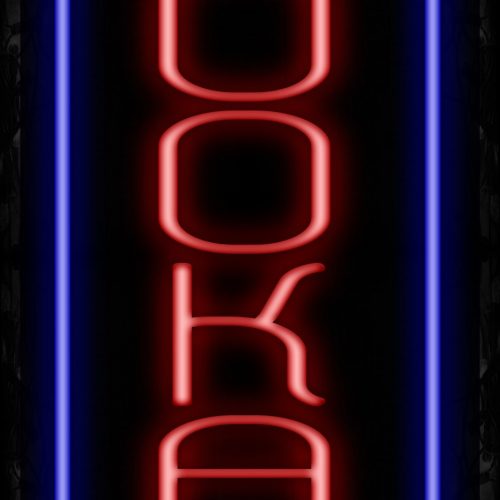 Image of 11235 Hookah with borderline Neon Signs_32 x12 Black Backing