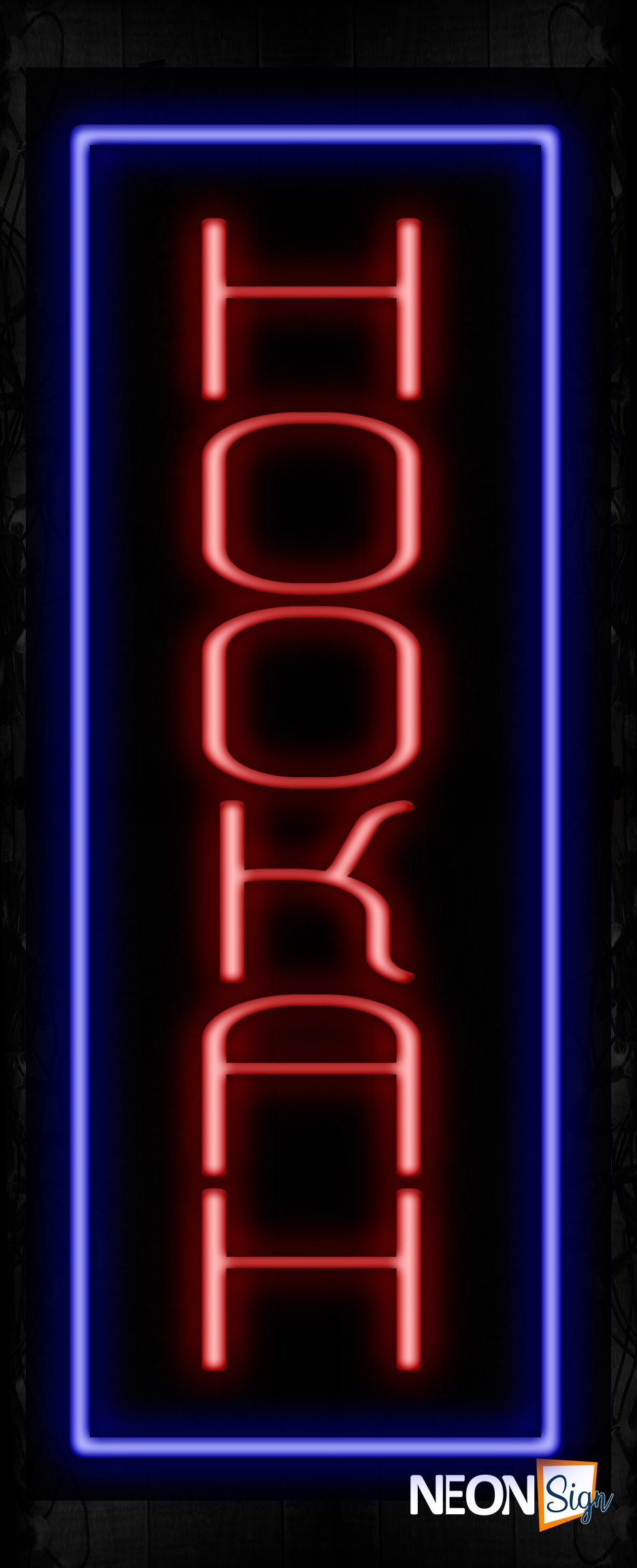 Image of 11235 Hookah with borderline Neon Signs_32 x12 Black Backing