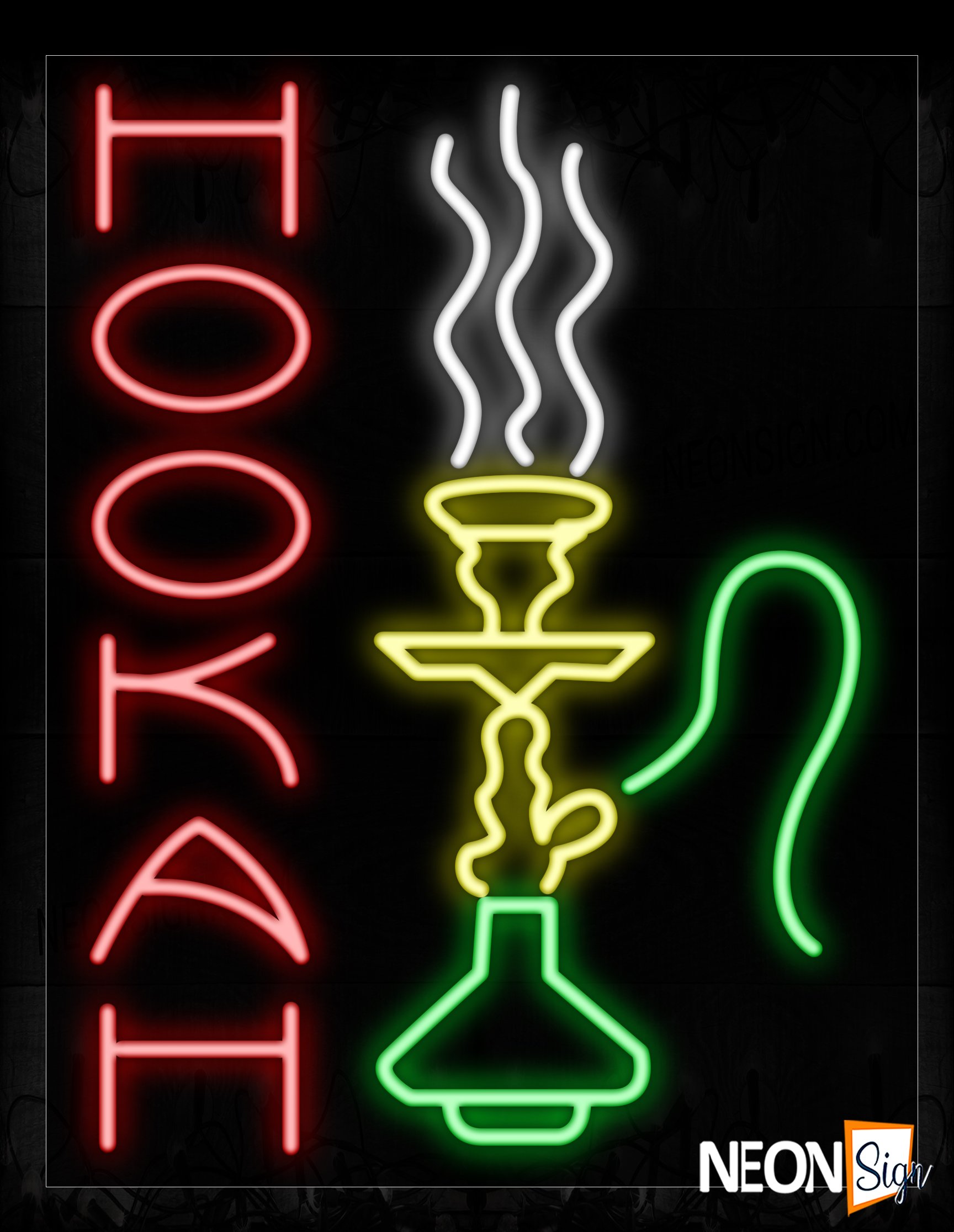 Image of 11250 Hookah With Logo Neon Signs_24x31 Black Backing